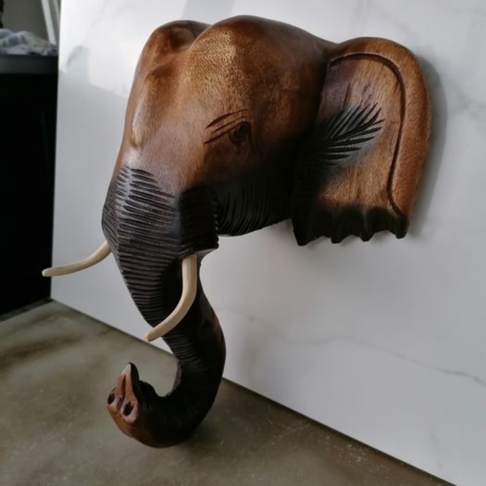 Hand-Carved Elephant - One Piece of Wood!